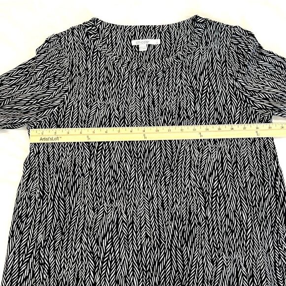 Chicos Zenergy Tunic Top Black White Soft French Terry 3/4 Sleeve Size 1 Medium - Picture 8 of 12
